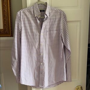 Izod Lavender and White Gingham Button-Down Shirt